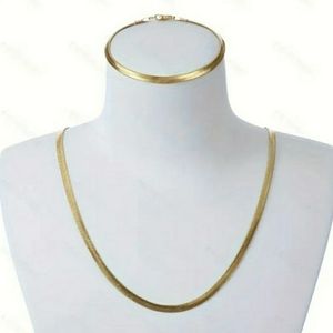 NEW 18K Gold Plated Women's 2-Pc Necklace and Bracelet Set